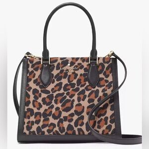 Kate Spade Ellie Spotted Leopard Canvas Small Tote Crossbody 🖤🤎